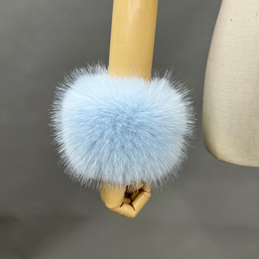 Baby Blue Snap Band Faux Fur Cuffs - H&L