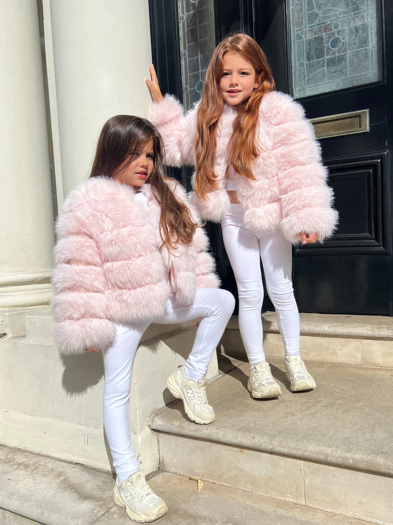 Baby Pink Kids Faux Fur Coat - H&L