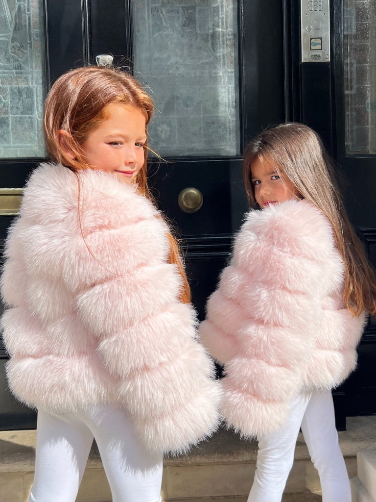 Baby Pink Kids Faux Fur Coat - H&L