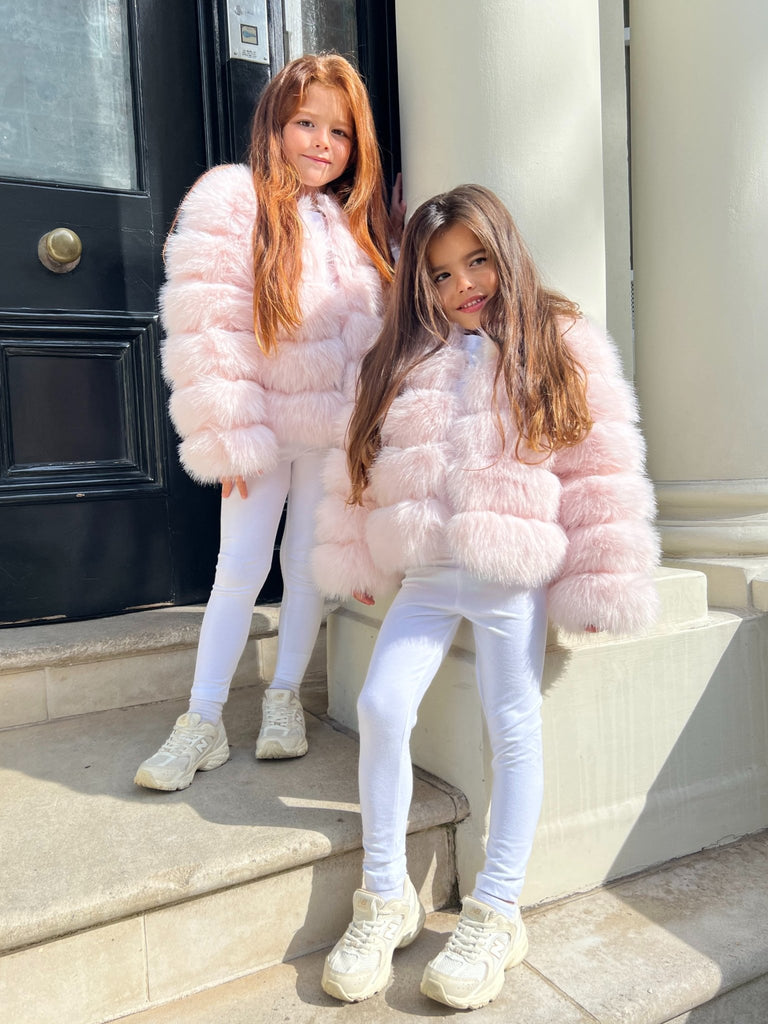 Baby Pink Kids Faux Fur Coat - H&L