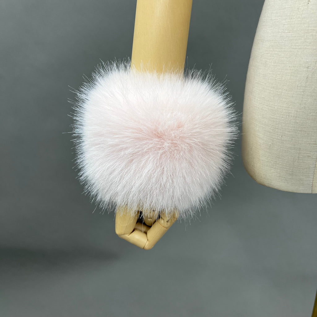 Baby Pink Snap Band Faux Fur Cuffs - H&L