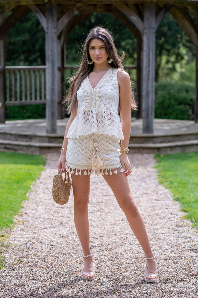 Beige Boho Tassel Sleeveless Top - H&L