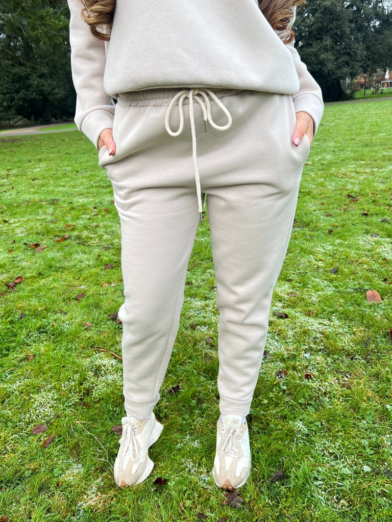 Beige Drawstring Cuffed Jogging Bottoms - H&L