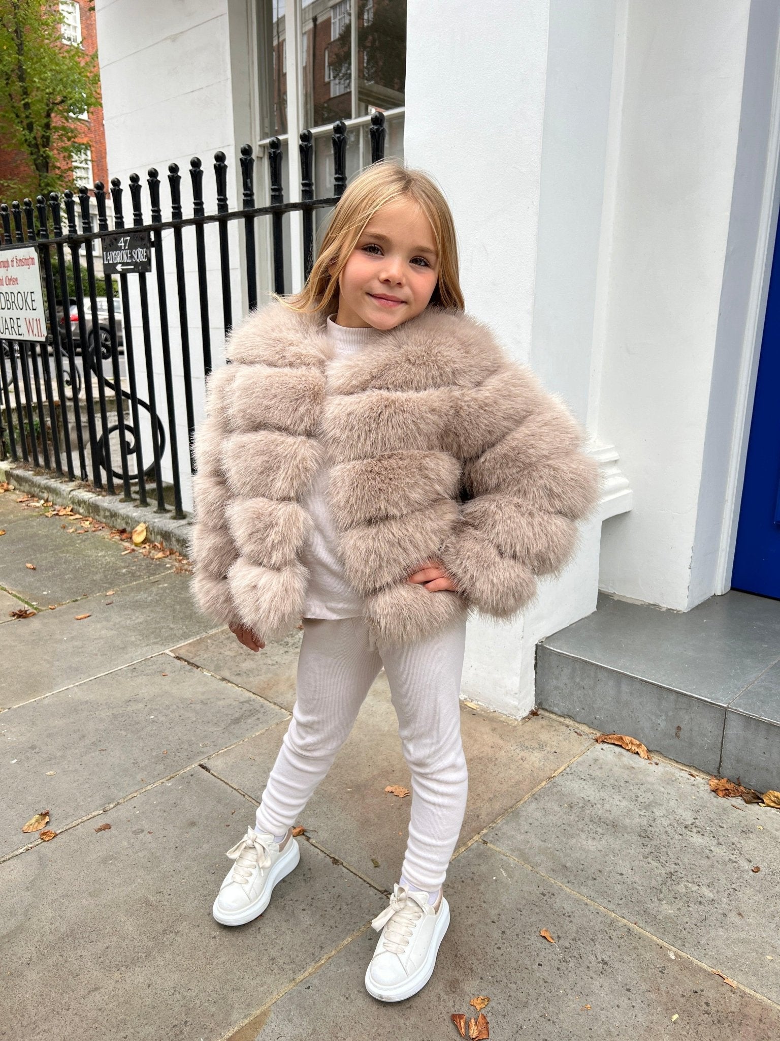 Furry beige jacket best sale