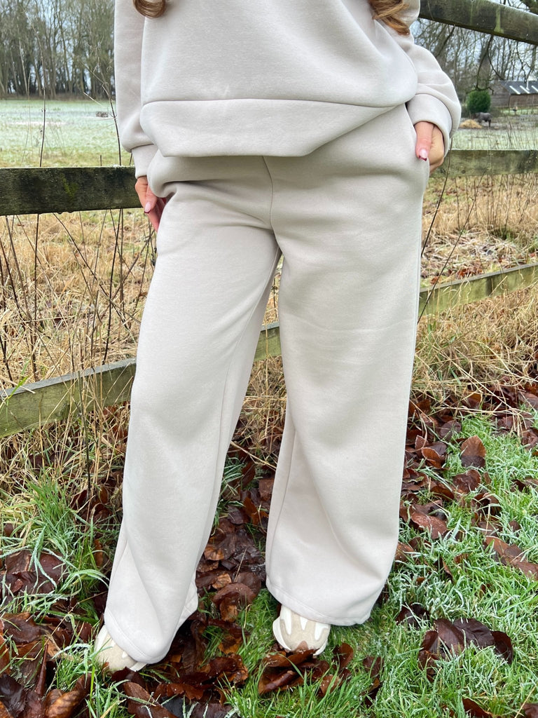 Beige Wide Leg Trousers - H&L