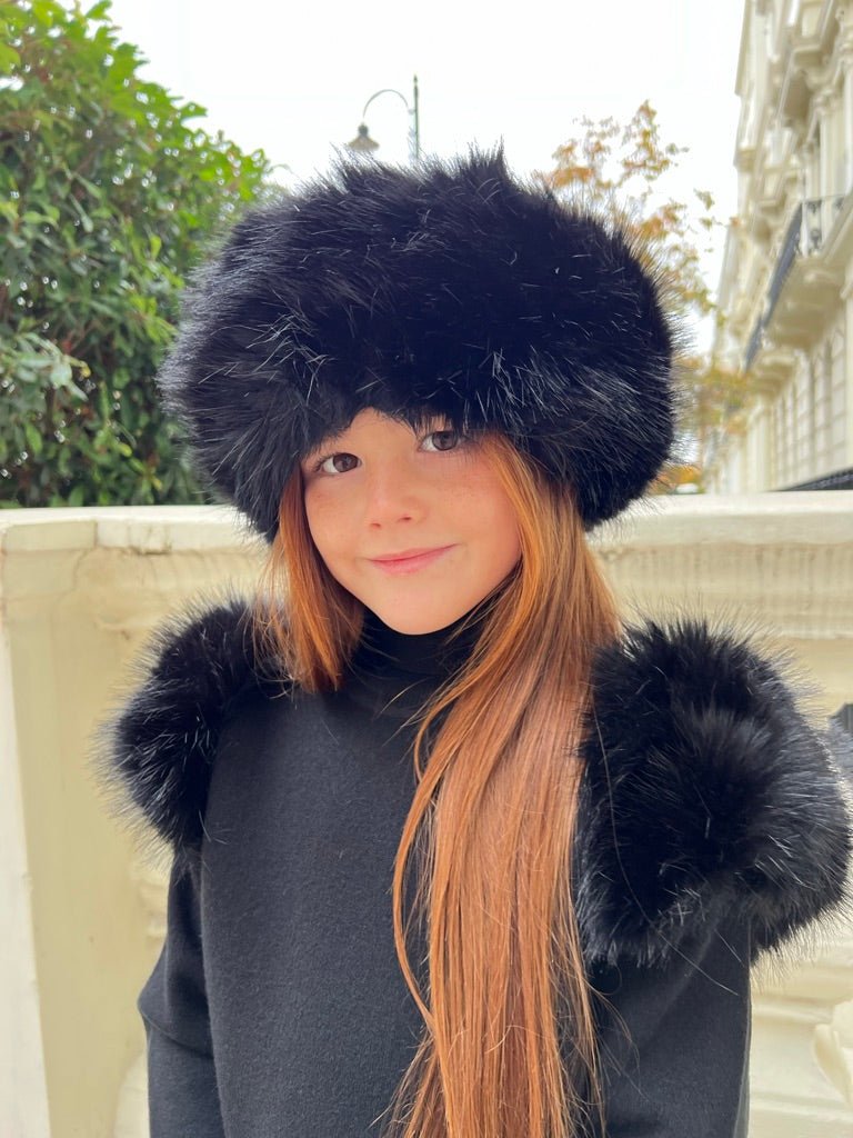 Black Childrens Faux Fur Headband - H&L