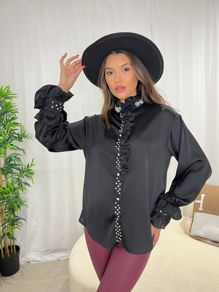 Black Frill Collar Shirt - H&L