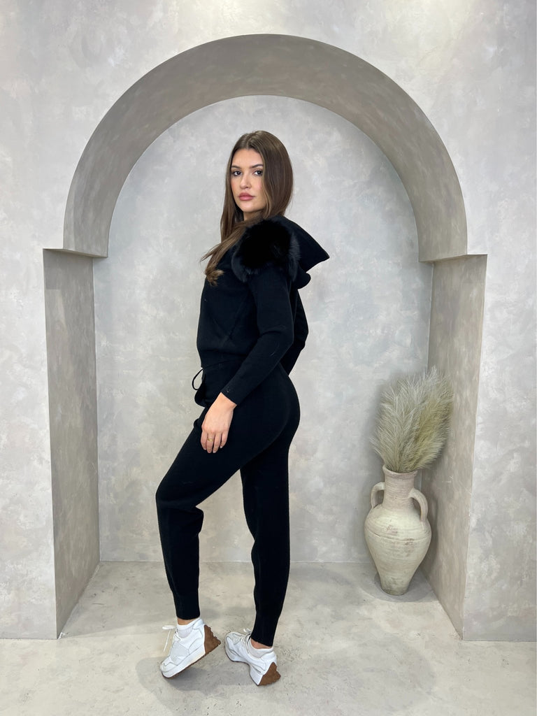 Black Luxury Fur Tracksuit - H&L