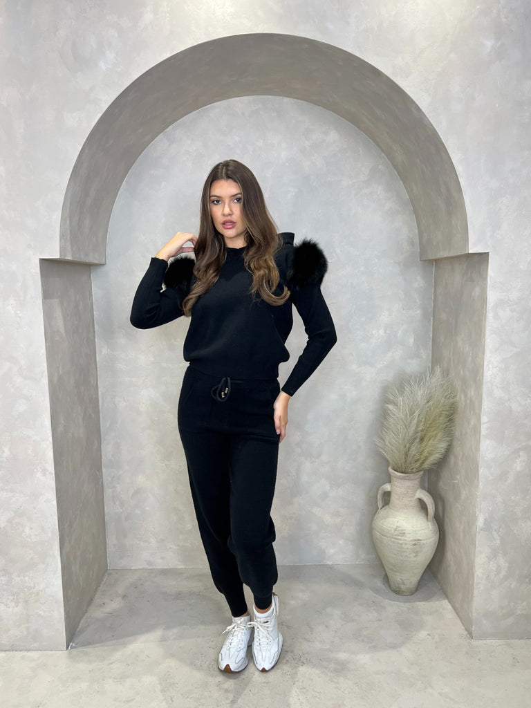 Black Luxury Fur Tracksuit - H&L