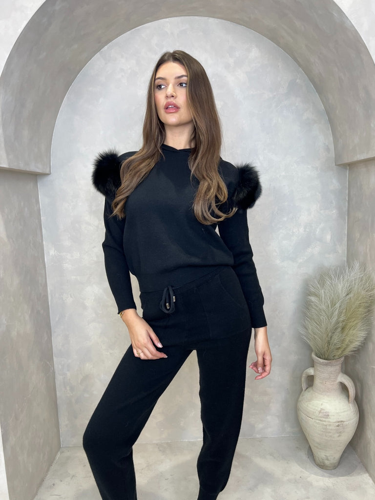 Black Luxury Fur Tracksuit - H&L