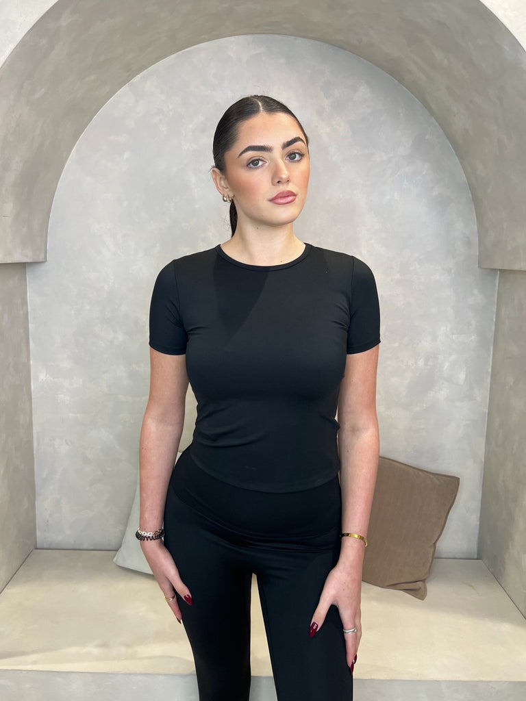 Black T-Shirt And Legging Athleisure Set - H&L