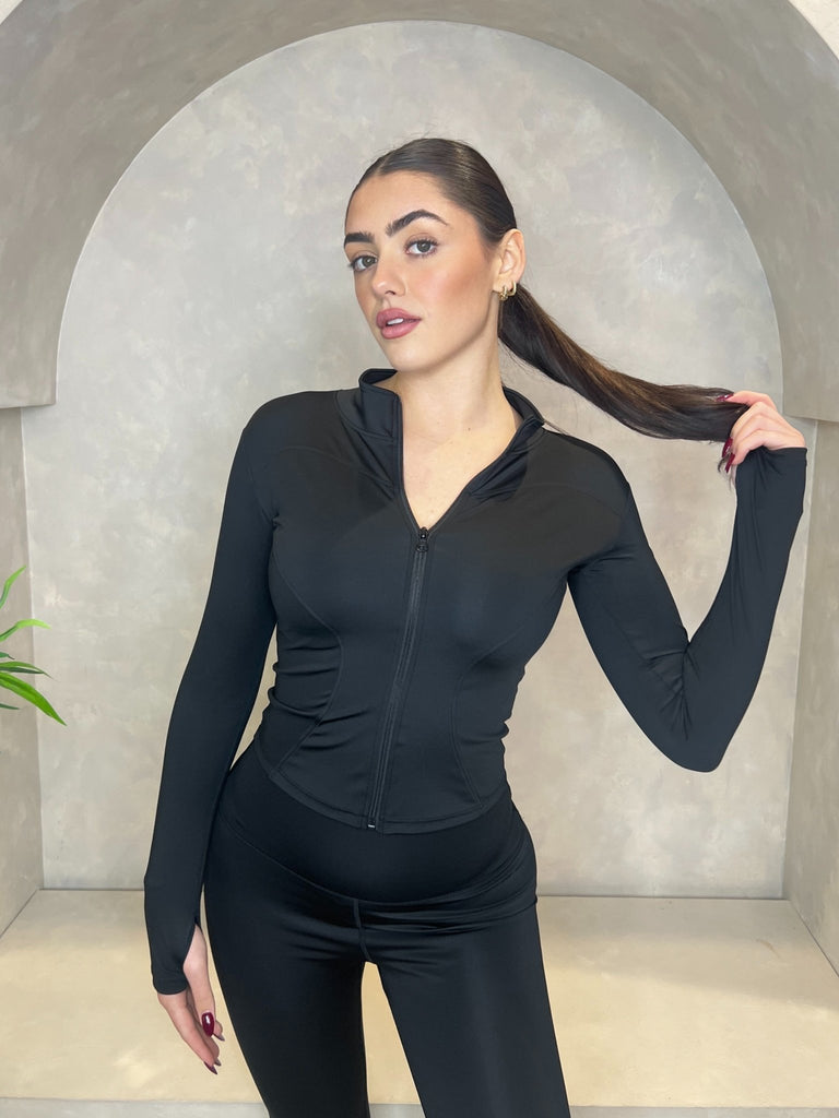 Black Zip Jacket And Legging Set - H&L