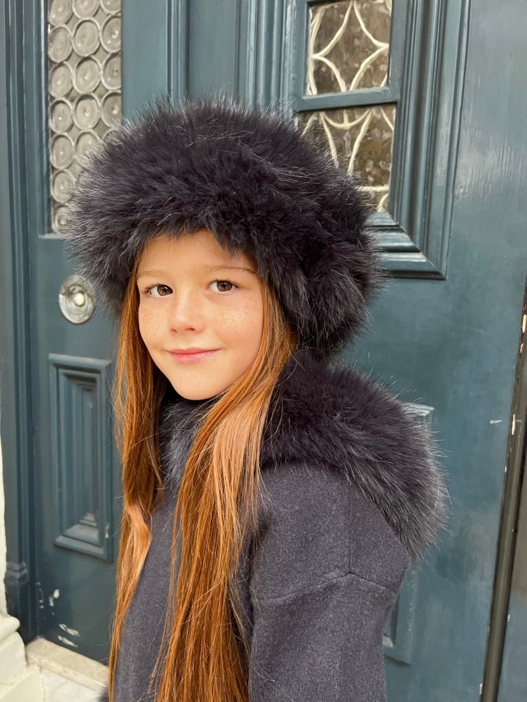 Charcoal Childrens Faux Fur Headband - H&L