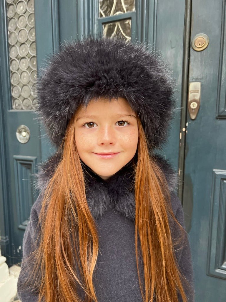 Charcoal Childrens Faux Fur Headband - H&L