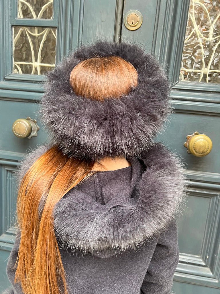 Charcoal Childrens Faux Fur Headband - H&L