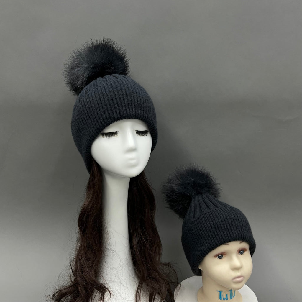 Charcoal Faux Fur Bobble Hat - H&L