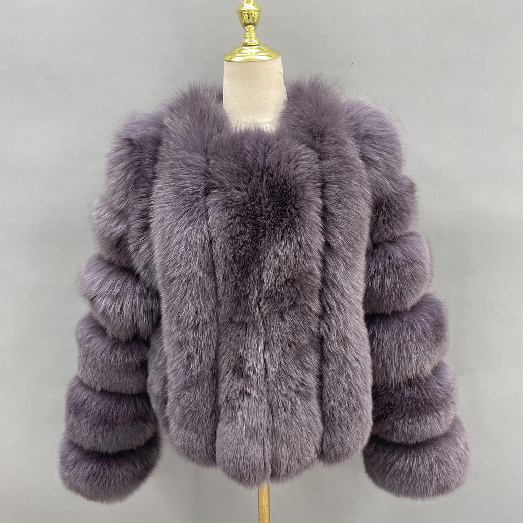 Charcoal Luxury Fur Vertical Pelt Coat - H&L