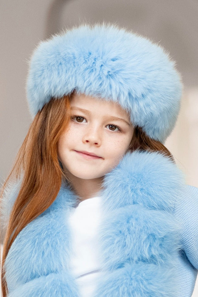 Childrens Baby Blue Luxury Fur Headband - H&L