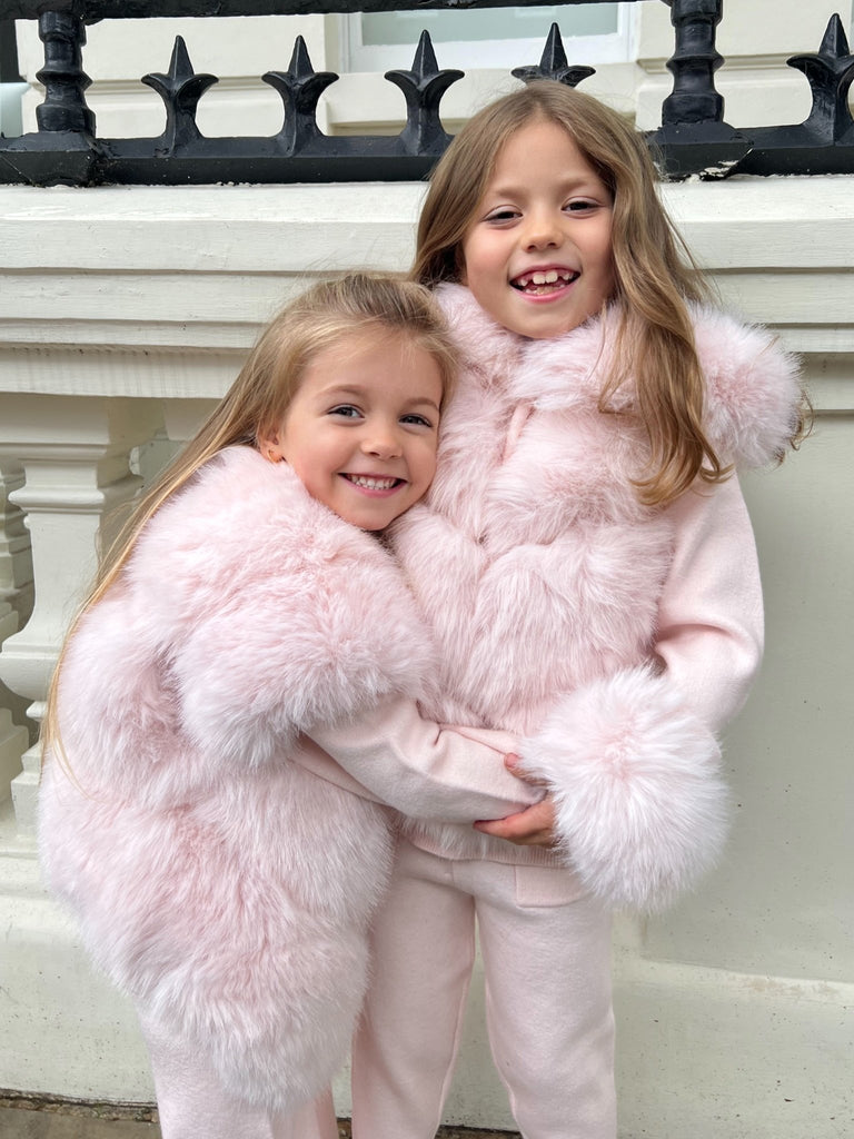 Childrens Baby Pink Premium Faux Fur Short Gilet - H&L