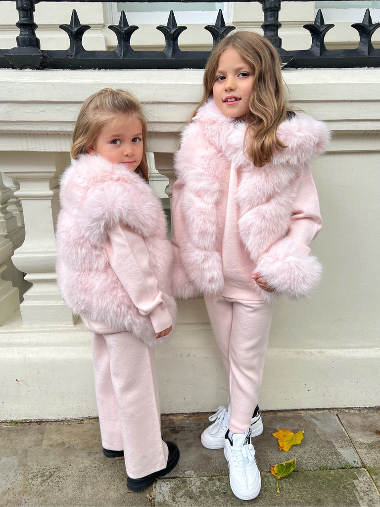 Childrens Baby Pink Premium Faux Fur Short Gilet - H&L