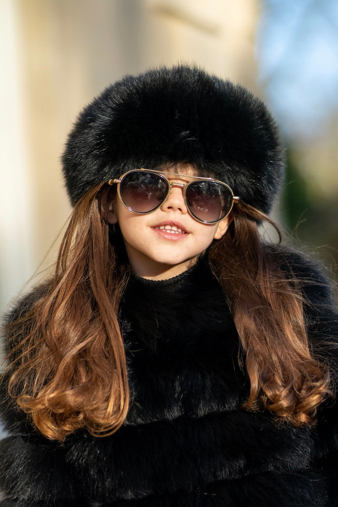 Childrens Black Luxury Fur Headband - H&L