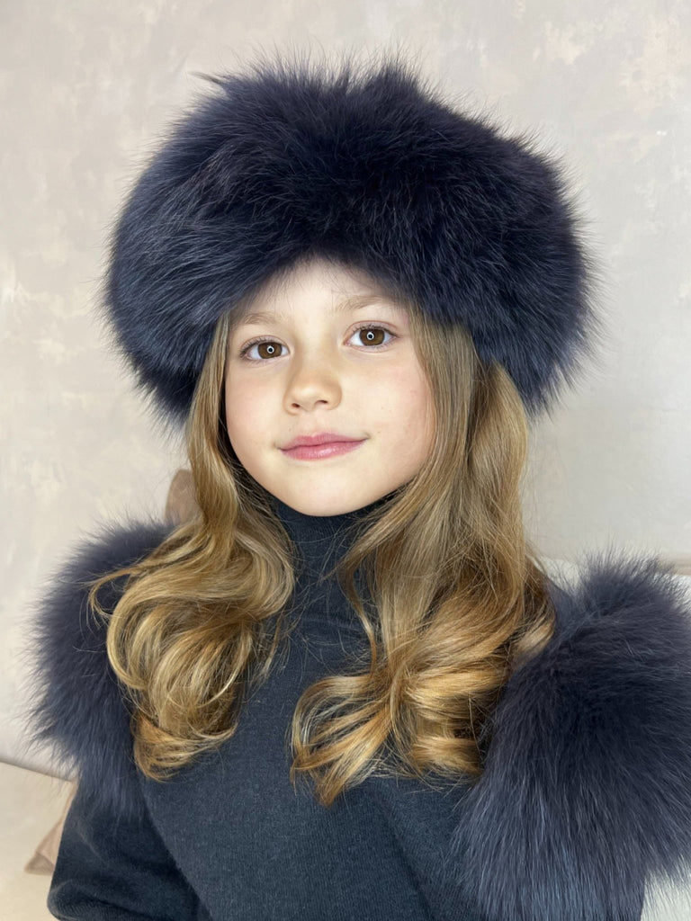 Childrens Charcoal Luxury Fur Headband - H&L