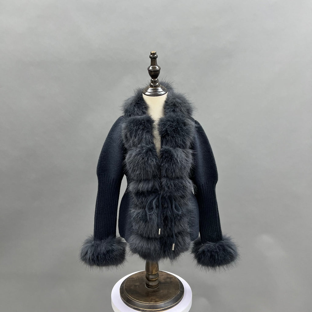 Childrens Charcoal Premium Faux Fur Cardigan - H&L