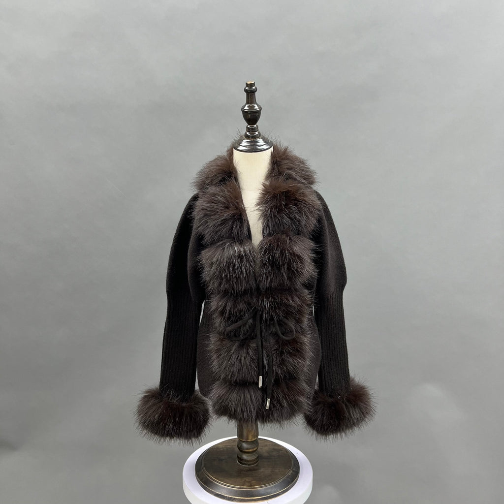 Childrens Chocolate Premium Faux Fur Cardigan - H&L