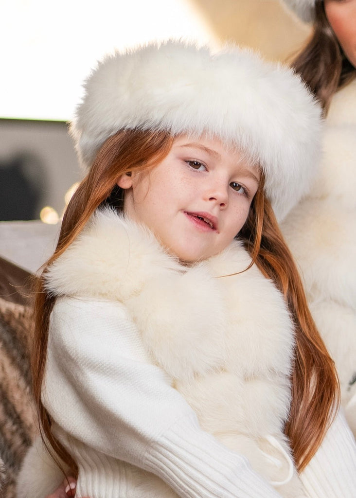 Childrens Cream Luxury Fur Headband - H&L