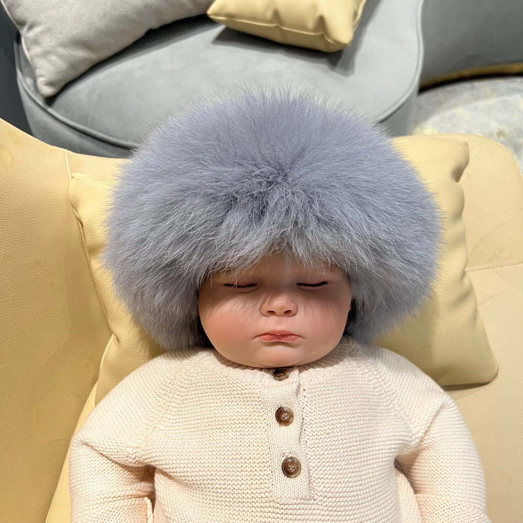 Childrens Dark Grey Luxury Fur Headband - H&L