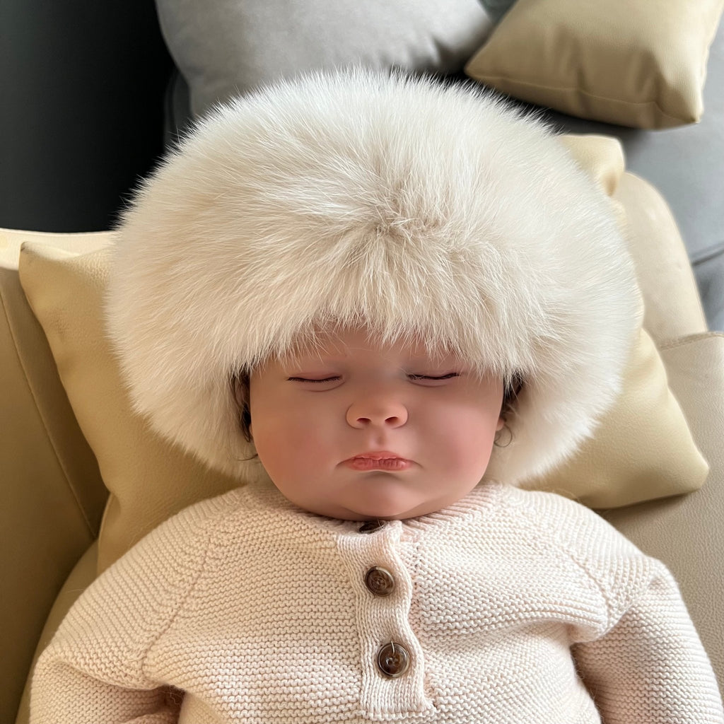 Childrens Light Beige Luxury Fur Headband - H&L