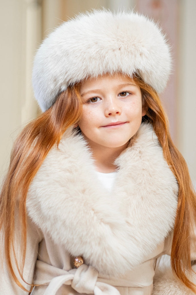 Childrens Light Beige Luxury Fur Headband - H&L