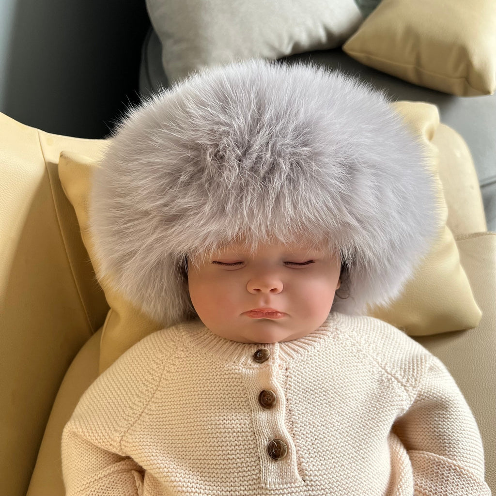 Childrens Light Grey Luxury Fur Headband - H&L