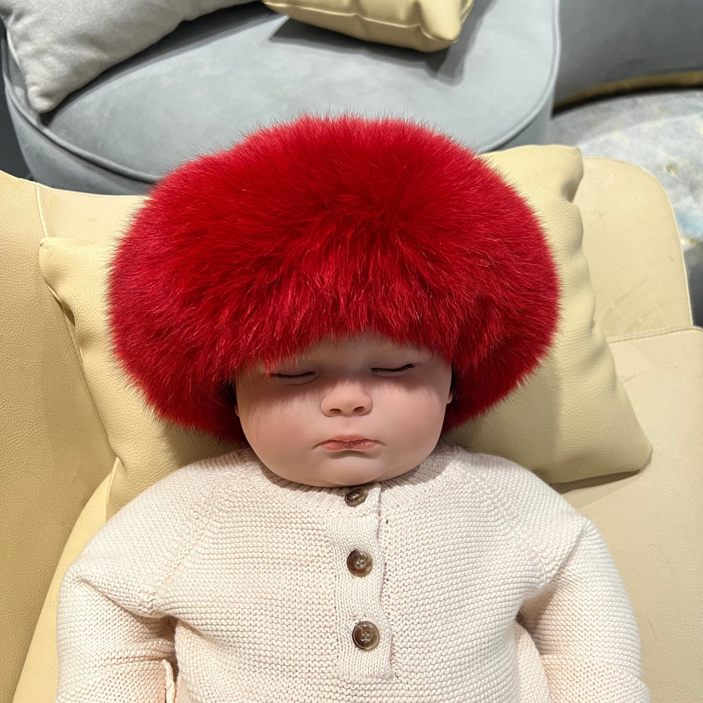 Childrens Red Luxury Fur Headband - H&L