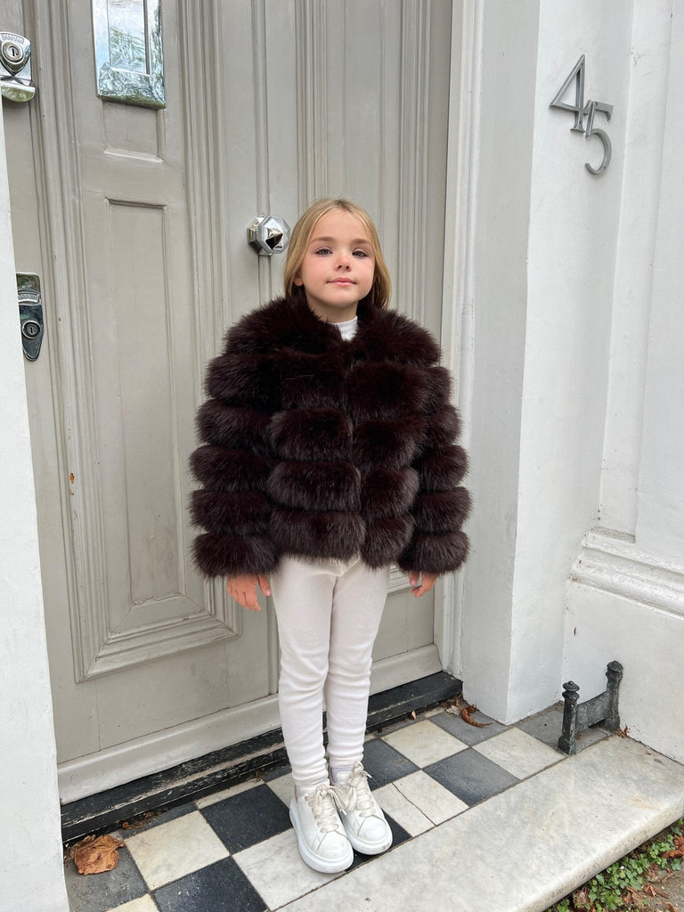 Chocolate Kids Faux Fur Coat - H&L