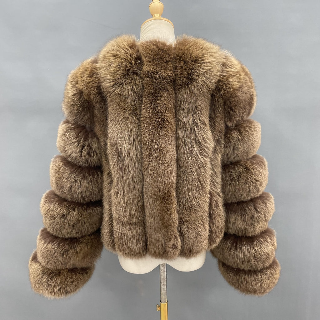 Chocolate Luxury Fur Vertical Pelt Coat - H&L