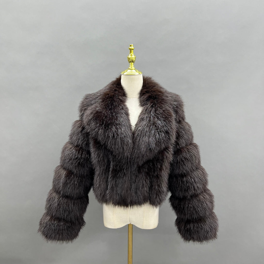 Chocolate Premium Faux Fur Collared Jacket - H&L