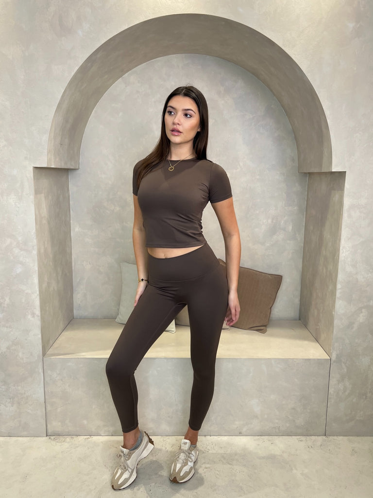 Chocolate T-Shirt And Legging Athleisure Set - H&L