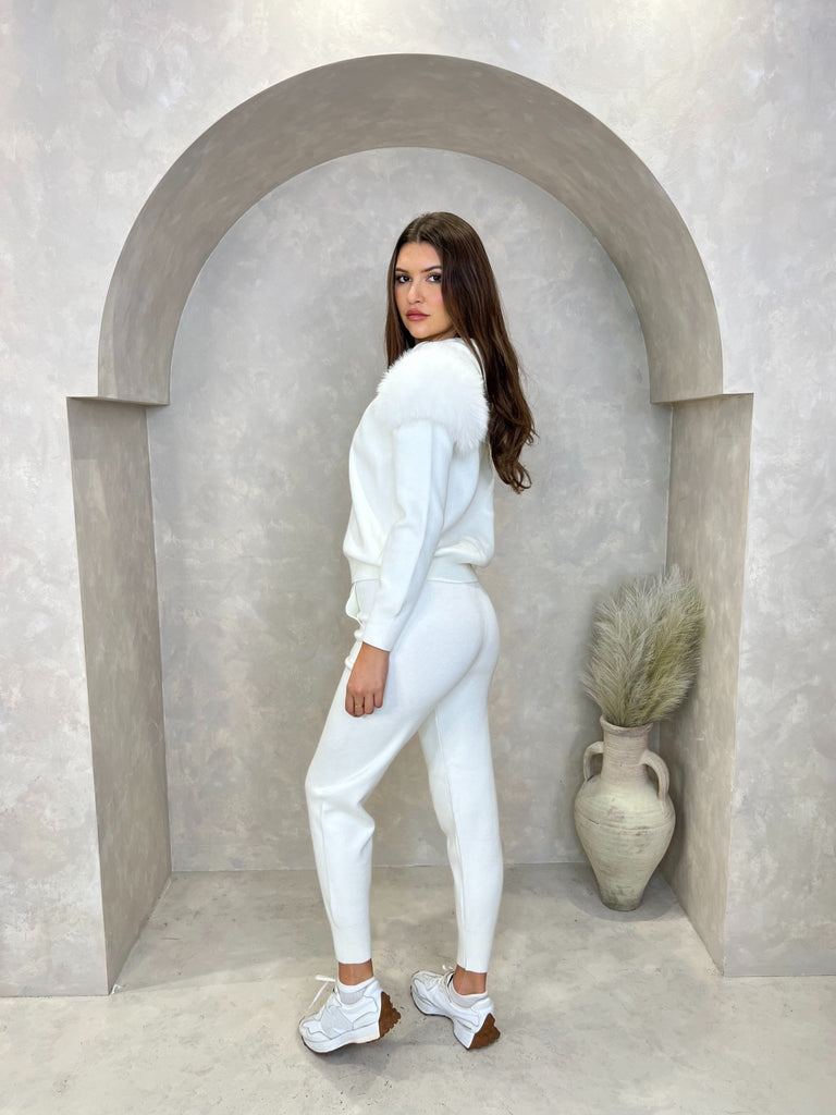 Cream Luxury Fur Tracksuit - H&L