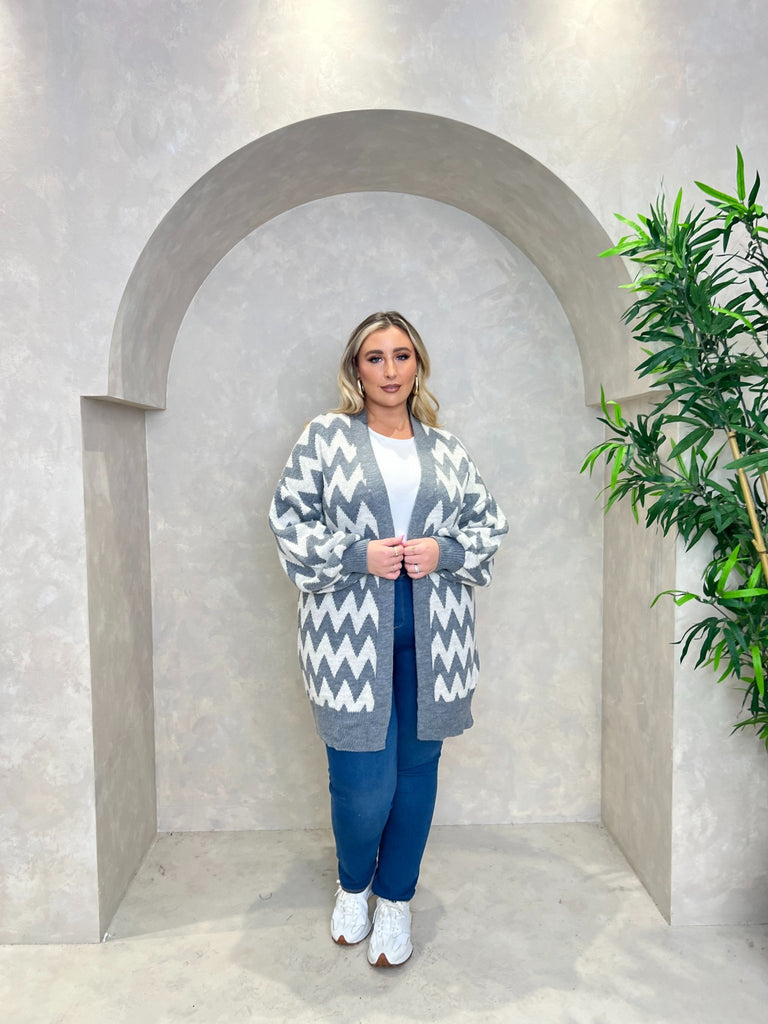 Curve Mid Length Zig Zag Cardigan - H&L