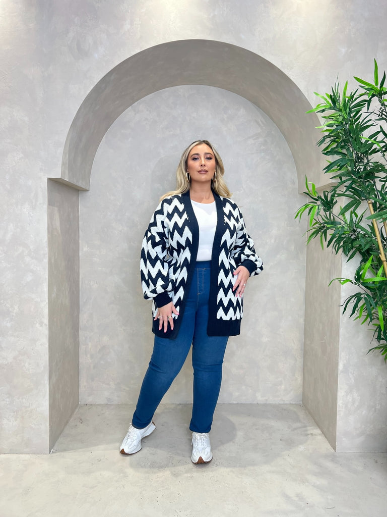 Curve Mid Length Zig Zag Cardigan - H&L