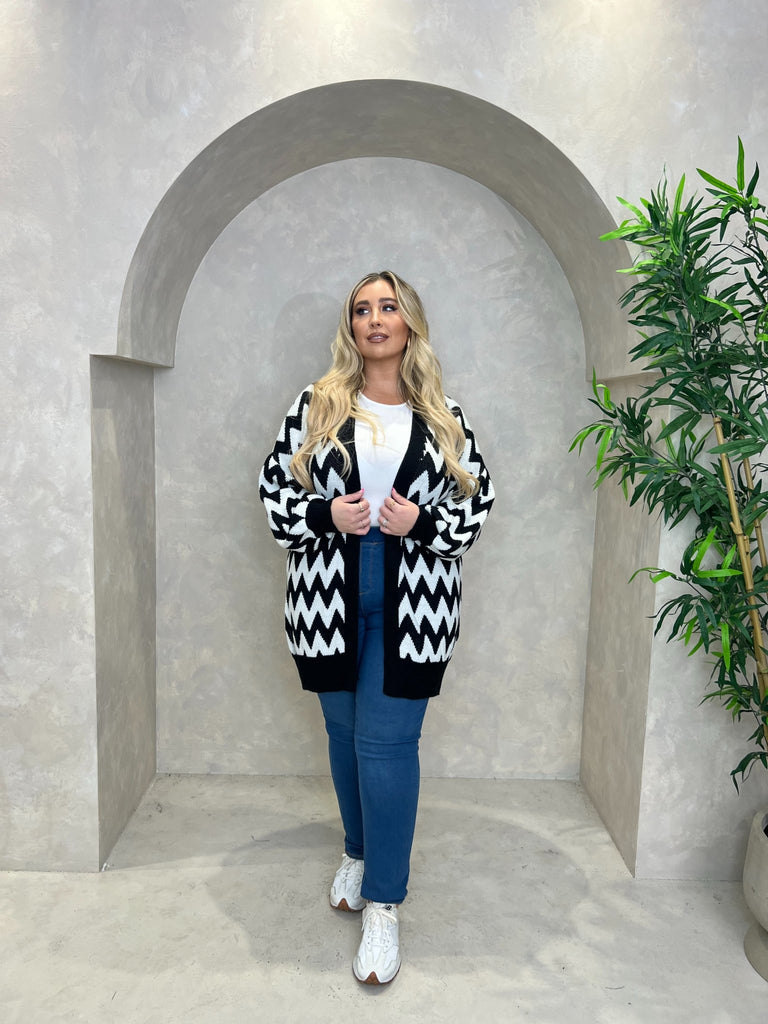 Curve Mid Length Zig Zag Cardigan - H&L