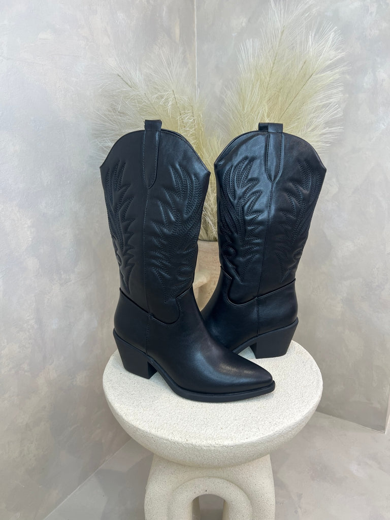 Faux Leather Cowboy Boots - H&L