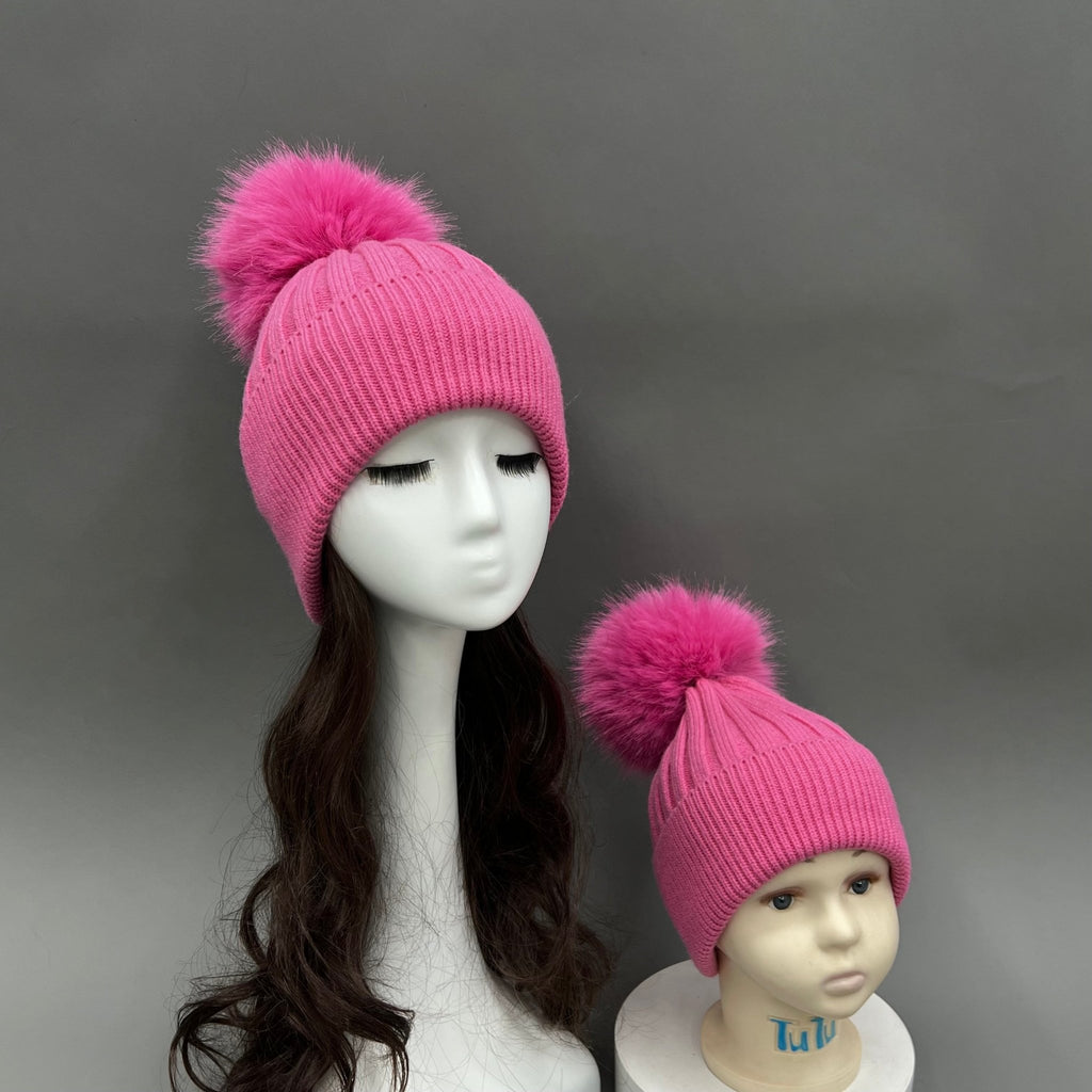 Hot Pink Faux Fur Bobble Hat - H&L