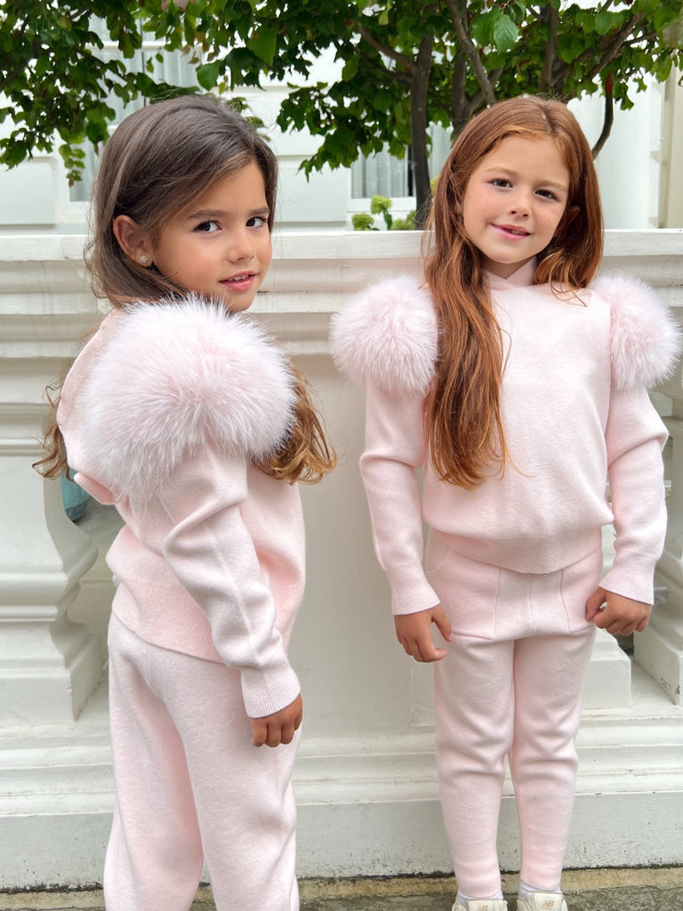 Kids Baby Pink Premium Faux Fur Tracksuit - H&L