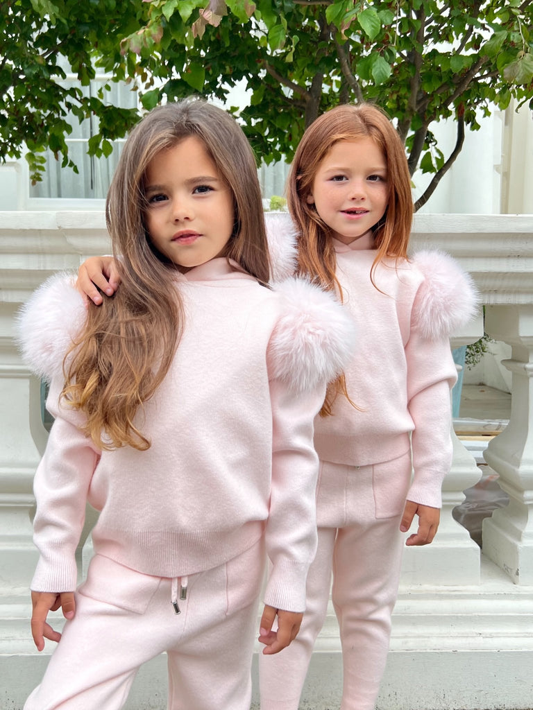 Kids Baby Pink Premium Faux Fur Tracksuit - H&L