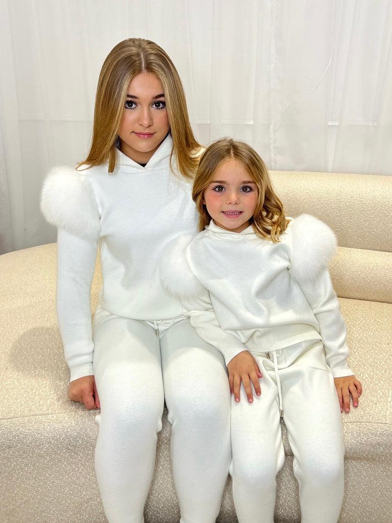 Kids Cream Luxury Fur Tracksuit - H&L