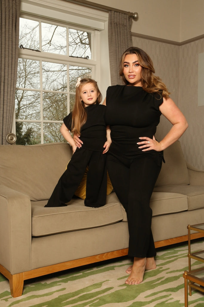 Lauren Goodger & Larose Black Asymmetrical Wide Leg Co - Ord - H&L