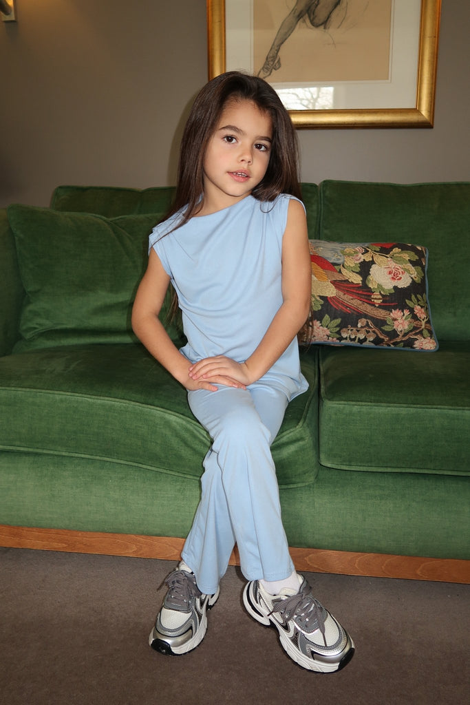 Lauren Goodger & Larose Childrens Baby Blue High Waisted Wide Leg Trouser - H&L