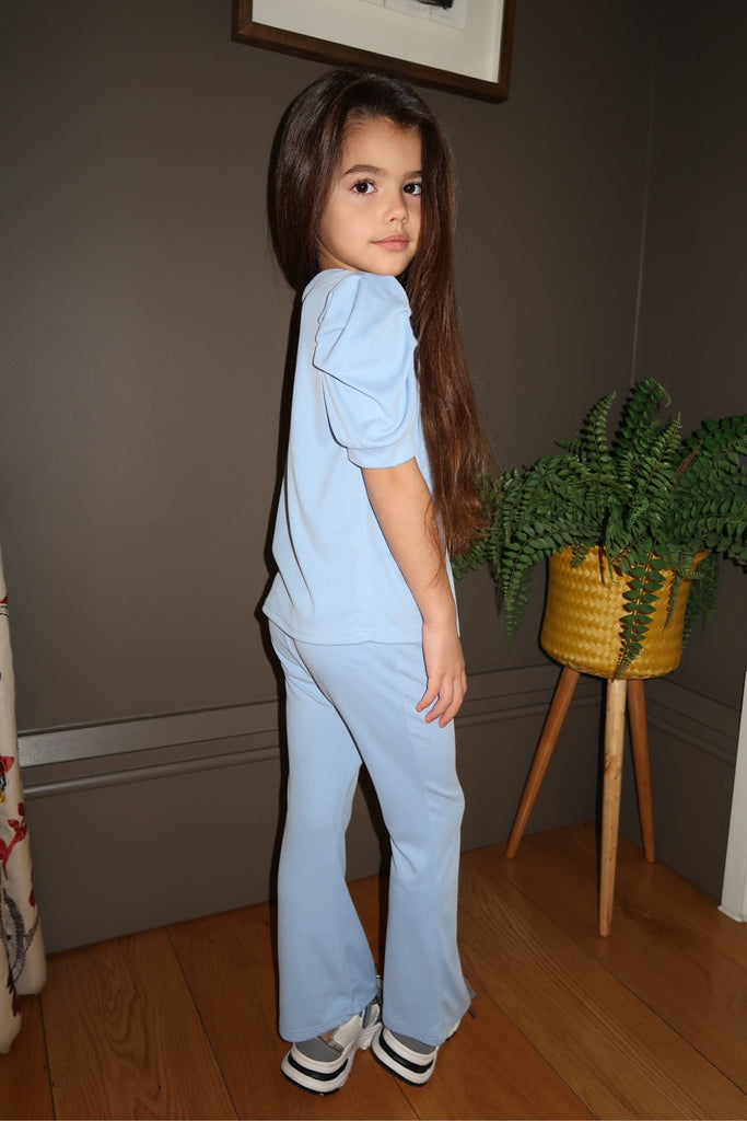 Lauren Goodger & Larose Childrens Baby Blue Puff Sleeve Top - H&L